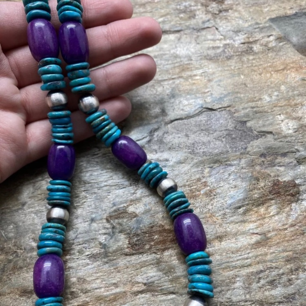 Sterlingsilver Dyed Sugilitewturquoisebeadnecklace - image 2